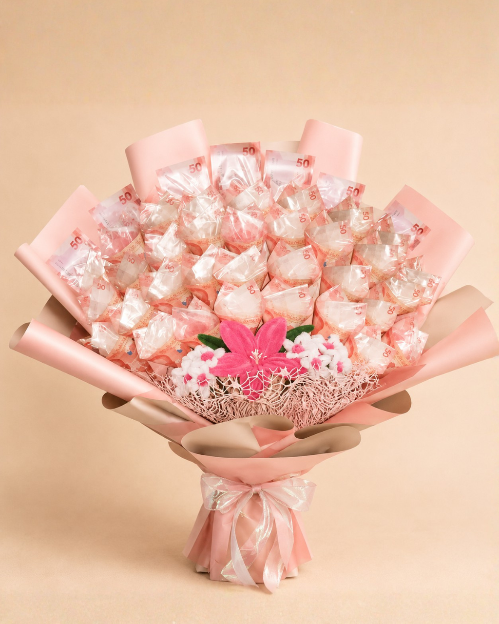 Fuzzy Wire Money Flower Bouquet